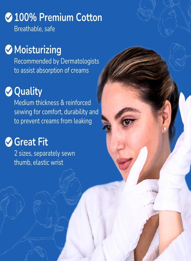 Dermrelief Cotton Gloves - for Beauty, Dry Hands, Eczema, Dermatitis and Psoriasis (7 Pairs) with Free Gifts (Professional Nail Buffer & Washing Bag) (Large) - Image 3
